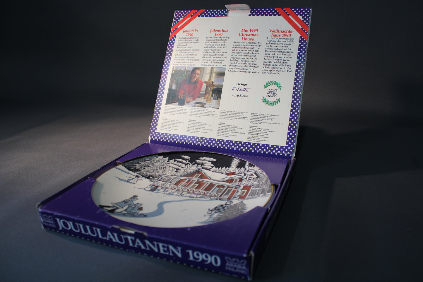Arabia joululautanen 1990 – Tove Slotte, alkuperäinen laatikko