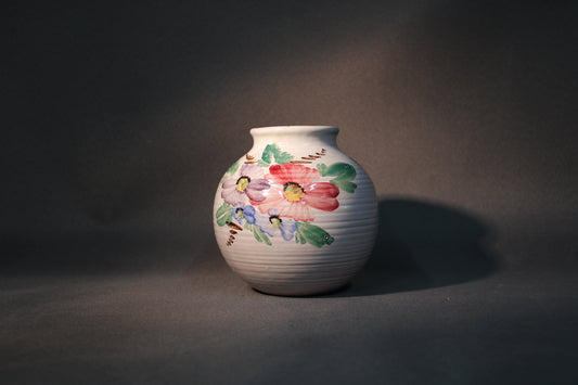 Arabia ARA käsinmaalattu keramiikkamaljakko kukkakuviolla