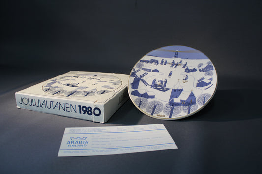 Arabia joululautanen 1980 – Raija Uosikkinen, alkuperäinen laatikko