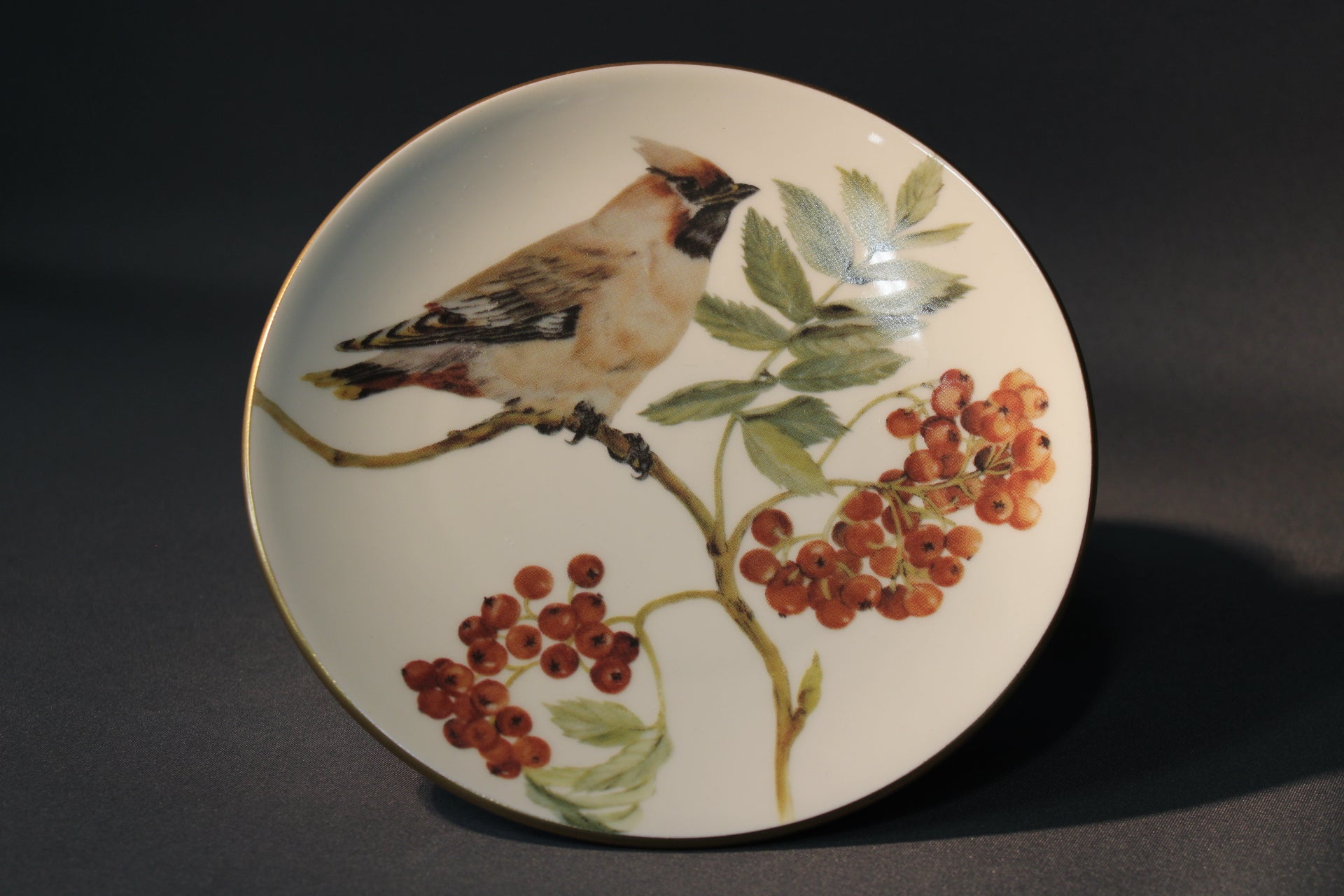 Arabia seinälautanen Tilhi ja Pihlaja, Syksy 2, Riikka Hautamäen suunnittelema, kultareunuksella