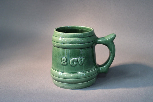Savi tuoppi 2CV, vihreä keramiikka, Okki Laine