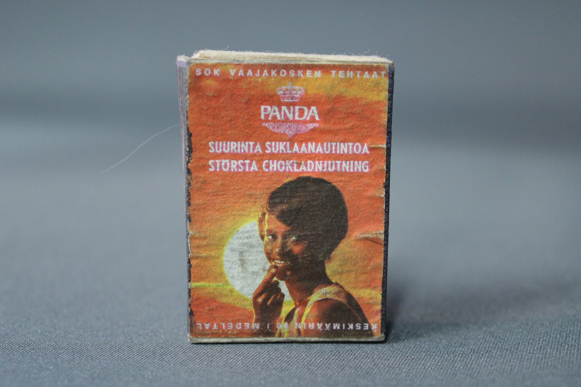 Panda-suklaa mainos tulitikkurasia, retro 1960-luku