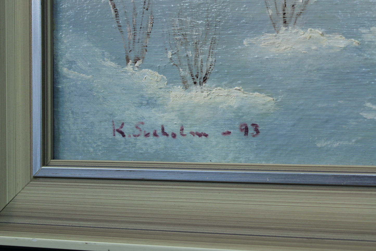 K. Sveholm talvimaisemamaalaus – öljy kankaalle 1993