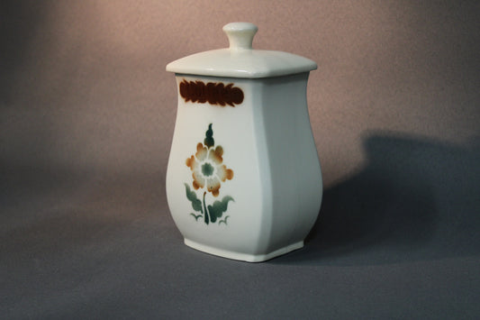 Arabia Ruskeakukka Coffee -keittiöpurkki edestä, vintage-keräilyastia