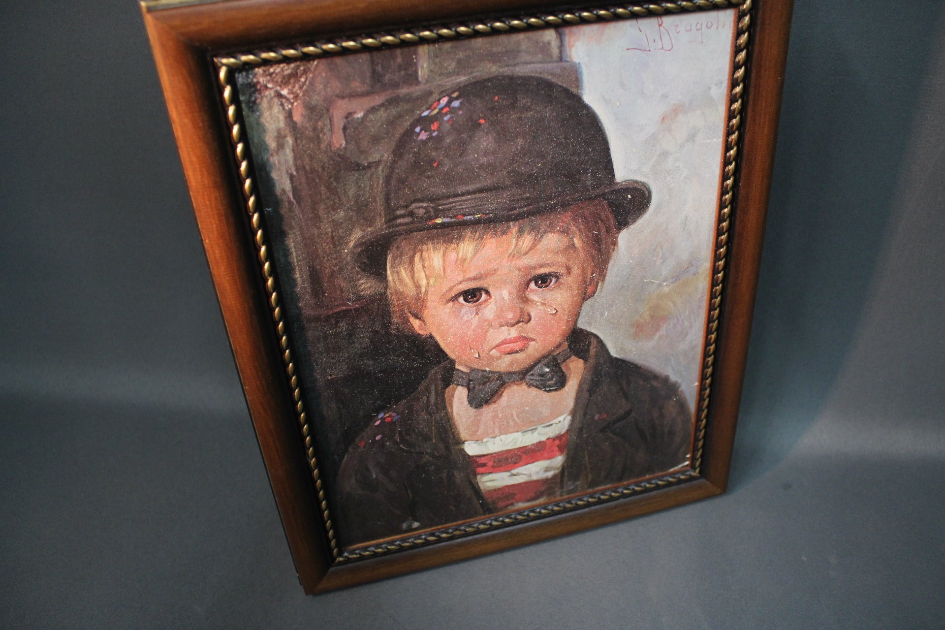 Giovanni Bragolin Itkevä poika -jäljennös, vintage-taulu