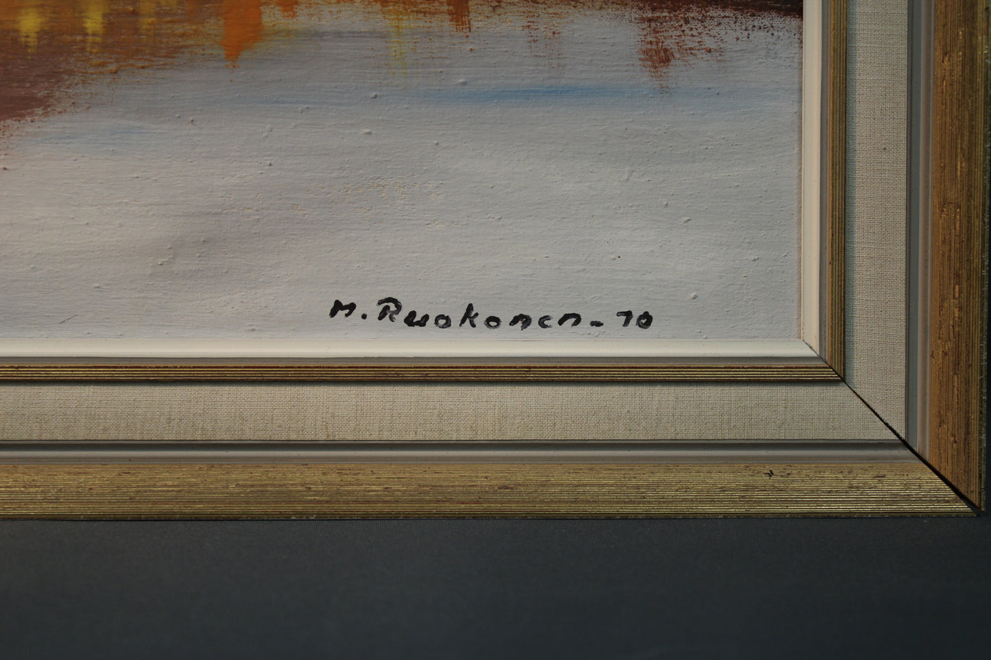 igneeraus M. Ruokonen 1970, öljyvärimaalaus lähikuva, suomalainen taide