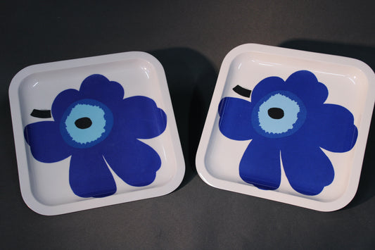 Marimekko sininen Unikko -melamiininen tarjoilulautanen 21 cm