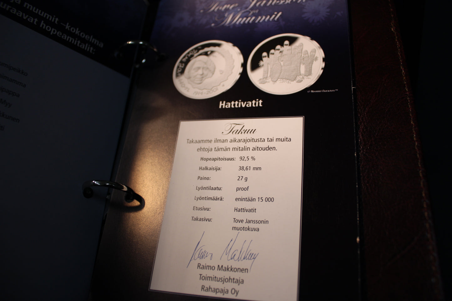 Hattivatit Muumit hopeamitali 925 proof