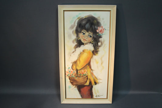 Öljyvärimaalaus nuoren tytön muotokuvasta, signeeraus H. Topman