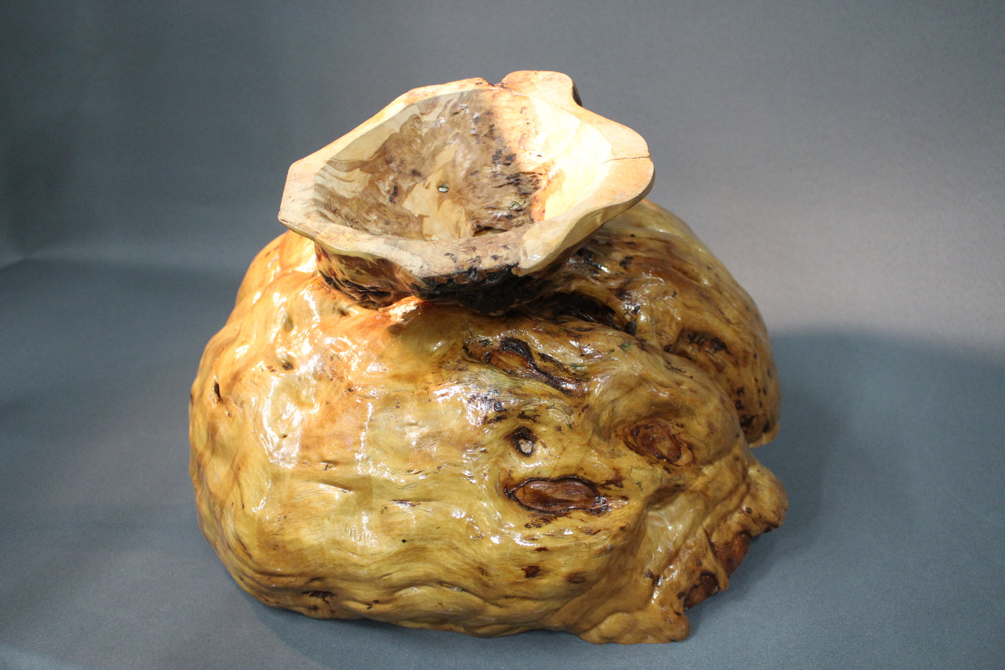 Pahkakulhon pohja ja jalusta, luonnollinen pahkarakenne