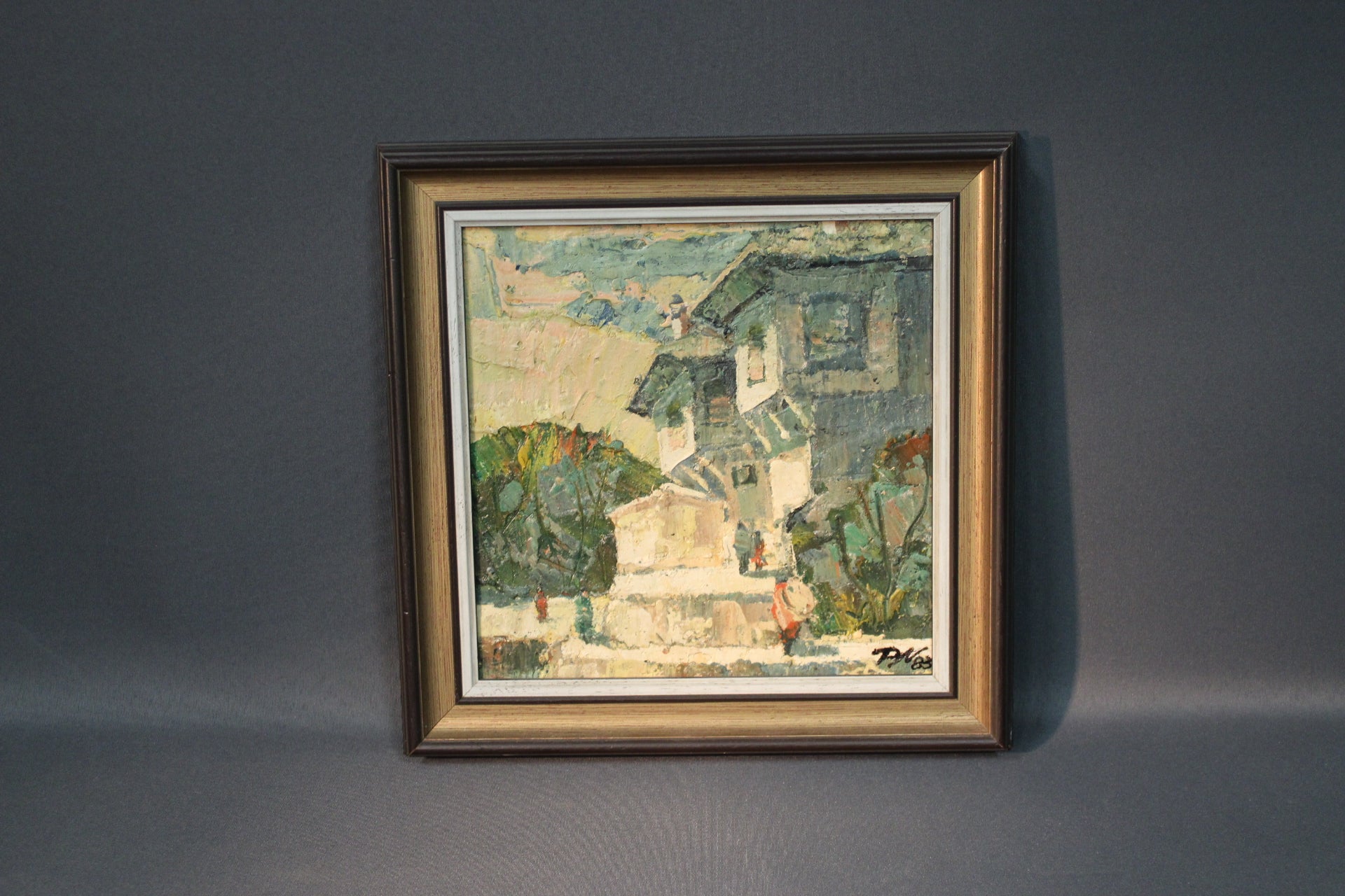 Peter Nikolovin öljyvärimaalaus vuodelta 1983 kehystettynä