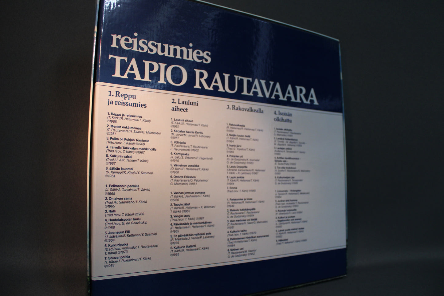 Tapio Rautavaara Reissumies LP, kappalelistat ja takakansi