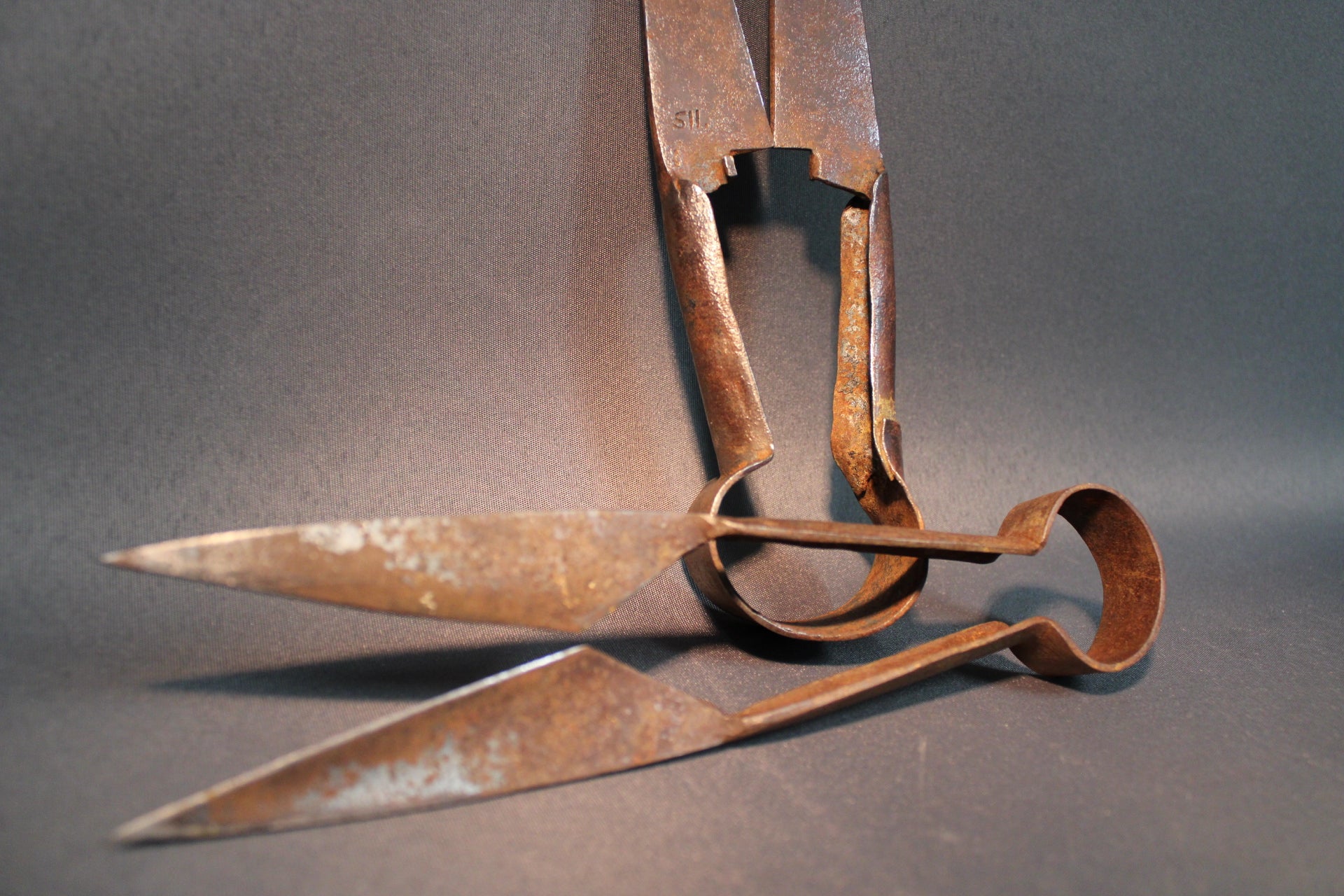 Vanhat villasakset, lampaankeritsimet, terän yksityiskohta